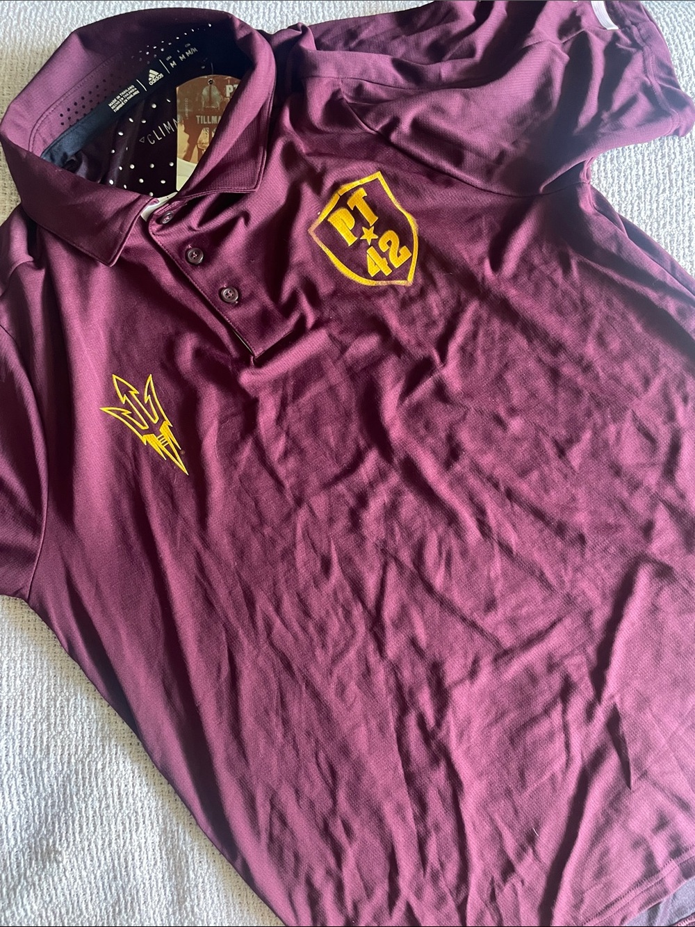 adidas Maroon Polo with Gold ASU and PT42 Logos
